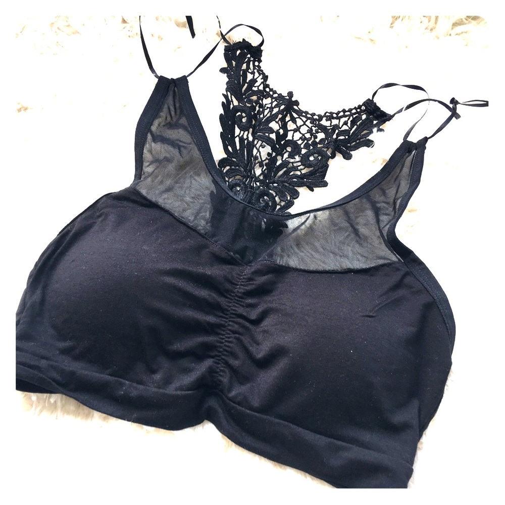 2 Sheer lace padded black bralette bikini top - Picture 2 of 11